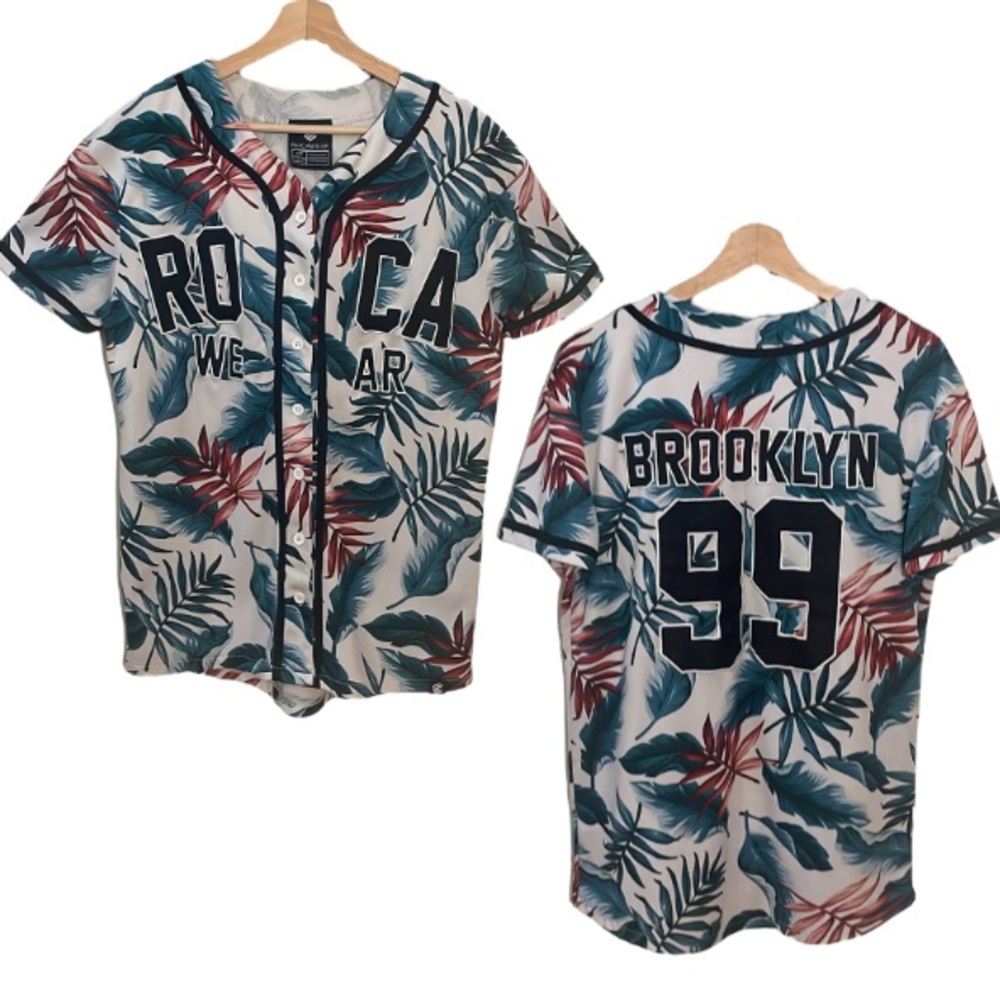 Rocawear Tropical Floral Baseball Jersey Top Size Small